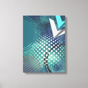 Abstracte dubbele pijlen met cirkels en Stippen op Canvas Afdruk