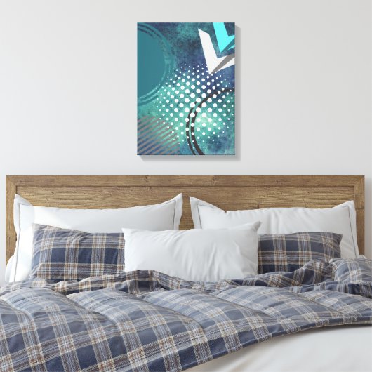 Abstracte dubbele pijlen met cirkels en Stippen op Canvas Afdruk (Insitu (Slaapkamer))