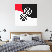 Abstracte dubbele spiraal op zwart-wit canvas afdruk (Insitu (Slaapkamer))