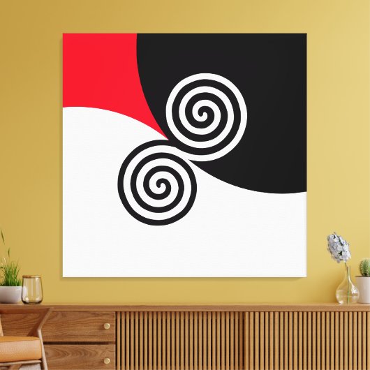 Abstracte dubbele spiraal op zwart-wit canvas afdruk (Insitu (Woonkamer))