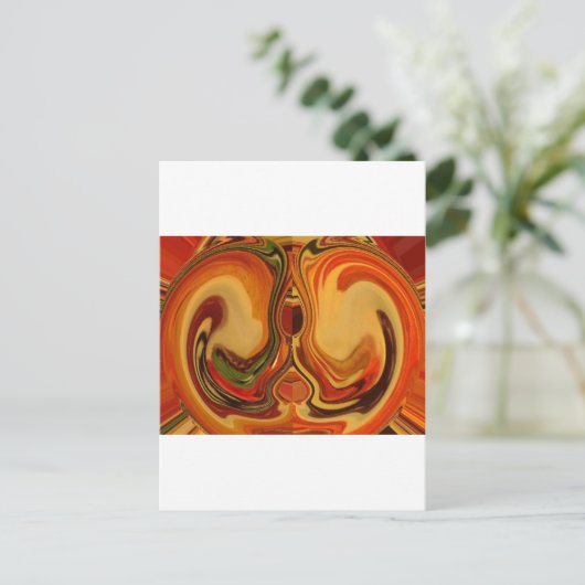 Abstracte Earth Tone Swirl Art Print Briefkaart (Staand voorkant)