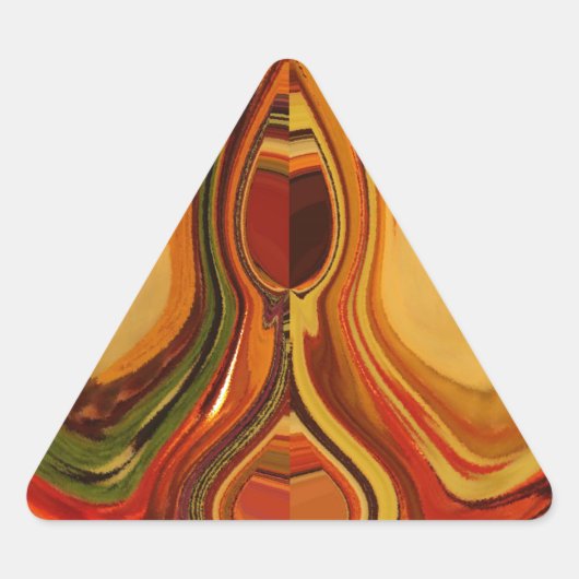 Abstracte Earth Tone Swirl Art Print Driehoek Sticker (Voorkant)
