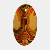 Abstracte Earth Tone Swirl Art Print Keramisch Ornament (Rechts)