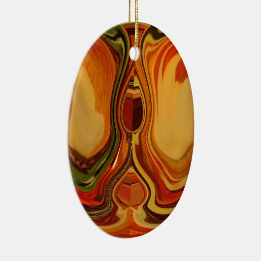 Abstracte Earth Tone Swirl Art Print Keramisch Ornament (Rechts)