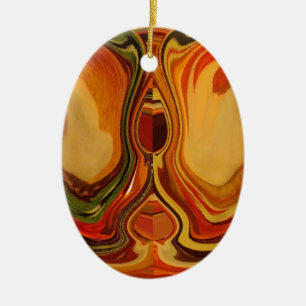 Abstracte Earth Tone Swirl Art Print Keramisch Ornament