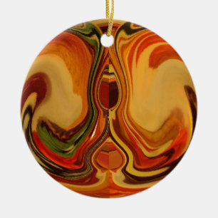 Abstracte Earth Tone Swirl Art Print Keramisch Ornament