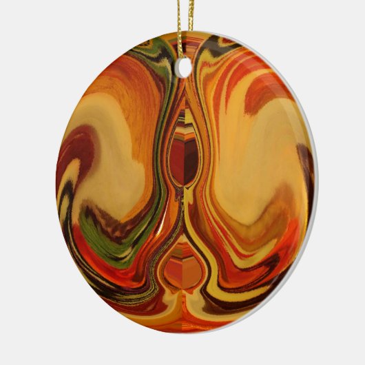 Abstracte Earth Tone Swirl Art Print Keramisch Ornament (Links)