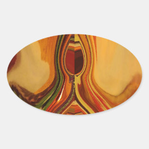 Abstracte Earth Tone Swirl Art Print Ovale Sticker