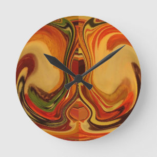 Abstracte Earth Tone Swirl Art Print Ronde Klok