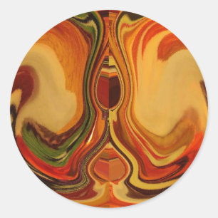 Abstracte Earth Tone Swirl Art Print Ronde Sticker