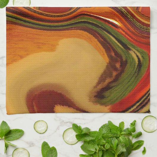 Abstracte Earth Tone Swirl Art Print Theedoek (Gevouwen)