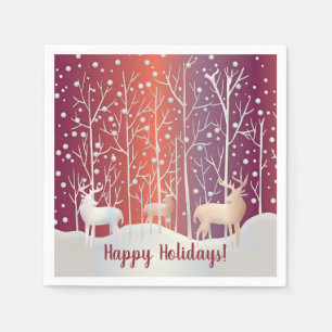 Abstracte eenden, bomen en sneeuw servet