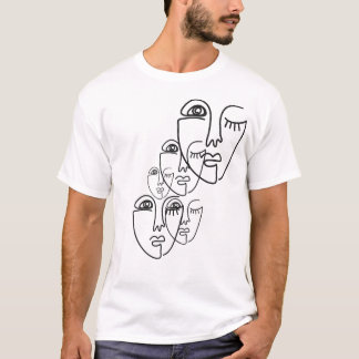 Abstracte Eénlijn Gezichtstekening T-shirt