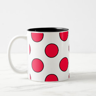 Abstracte eenvoudige stijlvolle rode witte polka s tweekleurige koffiemok