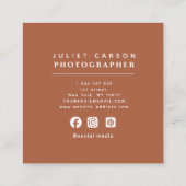 Abstracte Eenvoudige Terracotta Rustic Boho Vierkante Visitekaartje (Achterkant)