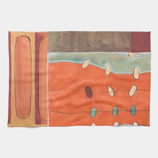 Abstracte eierparade door Erica J Vess Theedoek (Horizontaal)