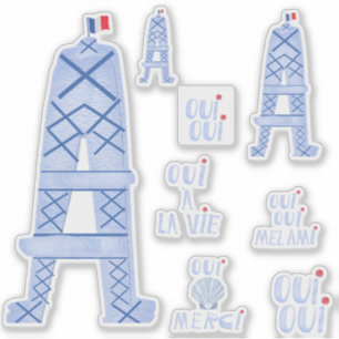 Abstracte Eiffeltoren Franse plaat Sticker