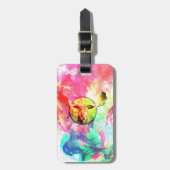 Abstracte eland bagagelabel met leren riem (Voorkant verticaal)