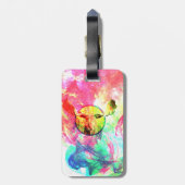 Abstracte eland bagagelabel met leren riem (Achterkant verticaal)