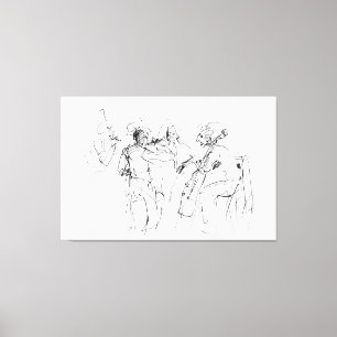 Abstracte Elegant Jazz Band Sketch - Premium Canvas Afdruk