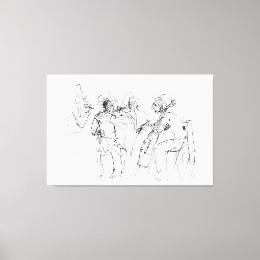 Abstracte Elegant Jazz Band Sketch - Premium Canvas Afdruk (Voorkant)