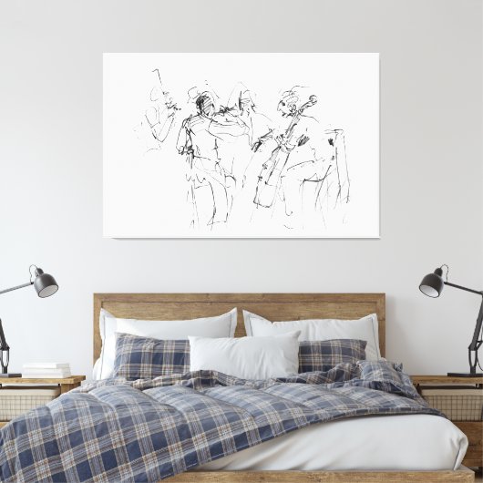 Abstracte Elegant Jazz Band Sketch - Premium Canvas Afdruk (Insitu (Slaapkamer))