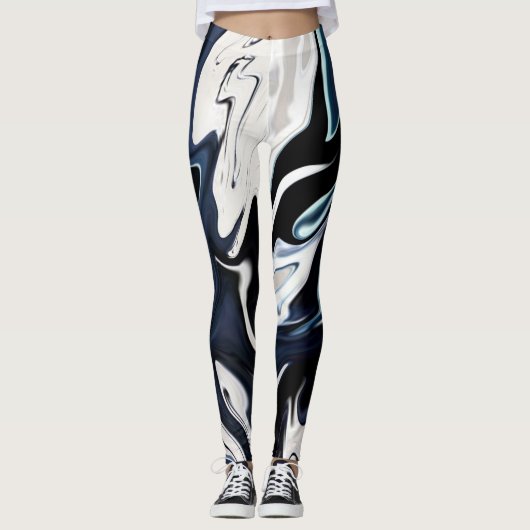 Abstracte elegant vloeibare marmer stromingstextuu leggings (Voorkant)