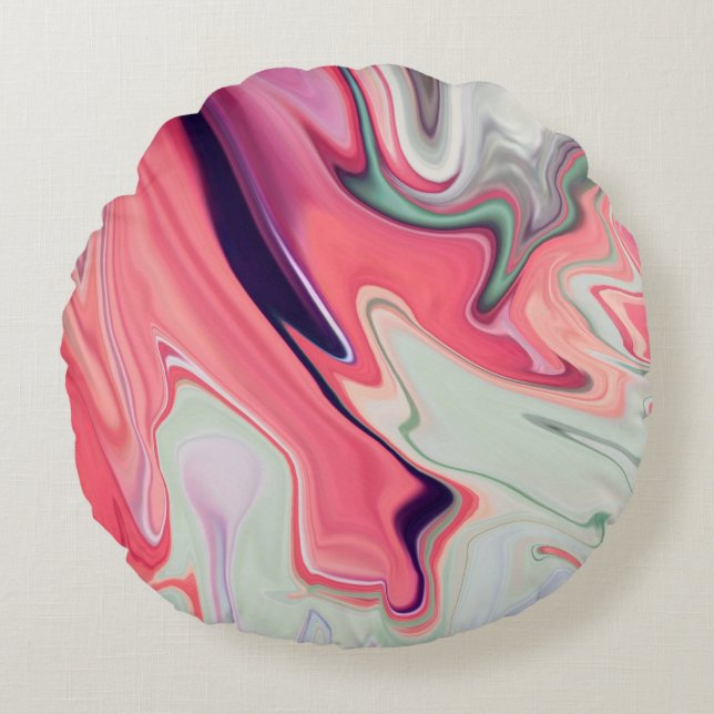Abstracte elegant vloeibare marmer stromingstextuu rond kussen (Voorkant)