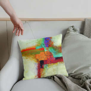 Abstracte elegante gemengde kleurrijke schilderijp kussen
