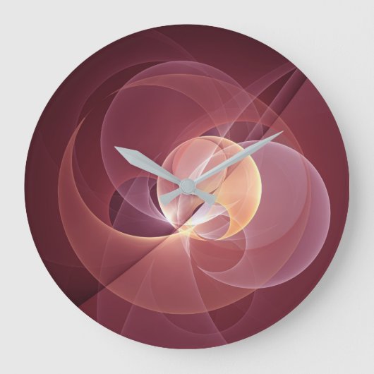 Abstracte Elegante Moderne Wijnrode Fractal Art Grote Klok (Voorkant)