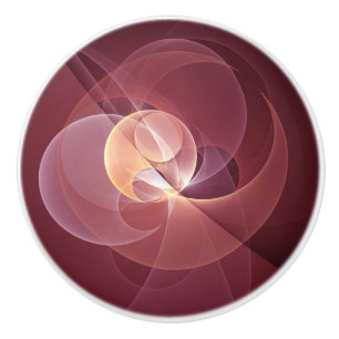 Abstracte Elegante Moderne Wijnrode Fractal Art Keramische Knop