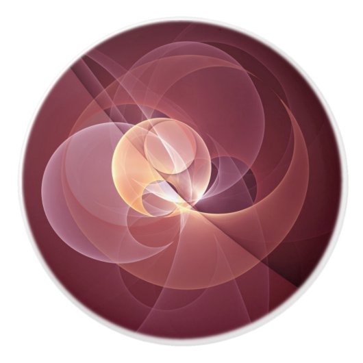 Abstracte Elegante Moderne Wijnrode Fractal Art Keramische Knop (Voorkant)