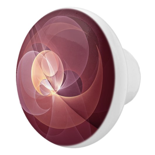 Abstracte Elegante Moderne Wijnrode Fractal Art Keramische Knop (Rechts)