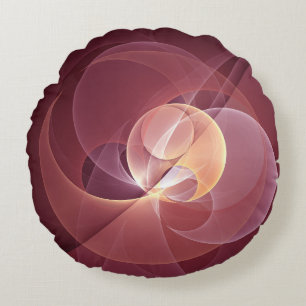 Abstracte Elegante Moderne Wijnrode Fractal Art Rond Kussen