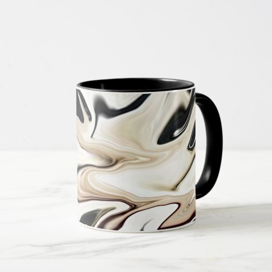 Abstracte elegante retro kleuren digitale vloeisto mok (Voorkant rechts)