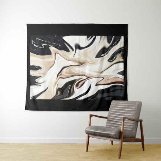 Abstracte elegante retro kleuren digitale vloeisto wandkleed (In Situ (horizontaal))