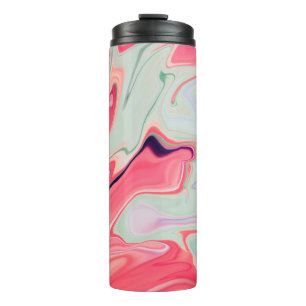 Abstracte elegante vloeibare vloeistof marmer stro thermosbeker