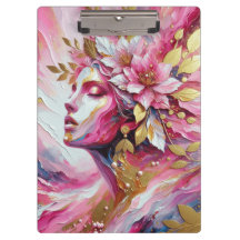 Abstracte Elegante vrouw gezicht roze bladeren pos