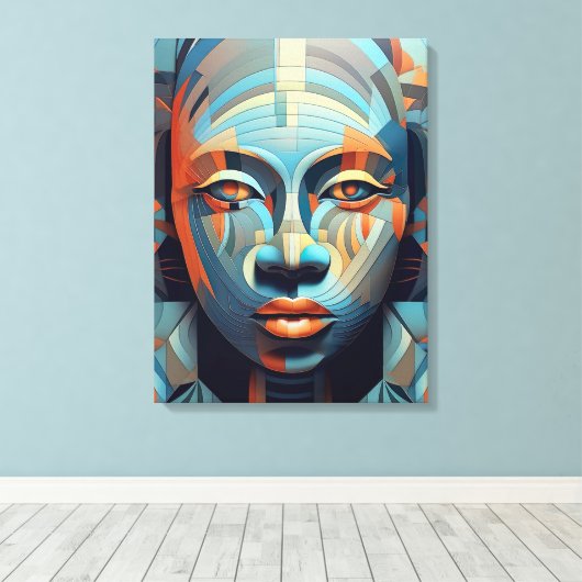 Abstracte elegantie: Geometrisch portret van de vr Canvas Afdruk (Insitu (Houten vloer))