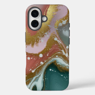 Abstracte elegantie met wervelende patronen en vlo iPhone 16 hoesje