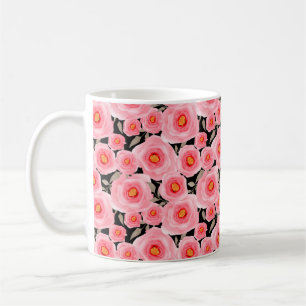 Abstracte elegantie naadloos patroon met roze vloe koffiemok
