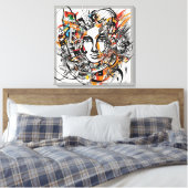Abstracte elegantie opgerekt canvasprint canvas afdruk (Insitu (Slaapkamer))