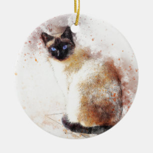 Abstracte elementen voor siamese katten keramisch ornament