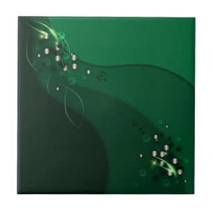 Abstracte Emerald Green Layout en Gold Ornamenten Tegeltje
