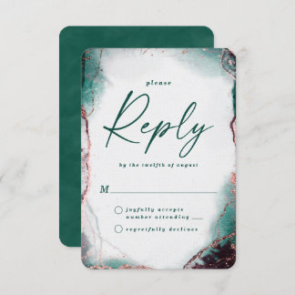 Abstracte Emerald Green Wedding RSVP Reageer Kaart