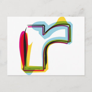 Abstracte en kleurrijke letter r briefkaart