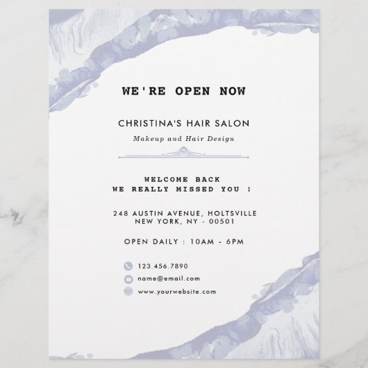 Abstracte en minimale blauwe Waterverf Flyer (Achterkant)