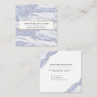 Abstracte en minimale blauwe Waterverf Vierkante Visitekaartje