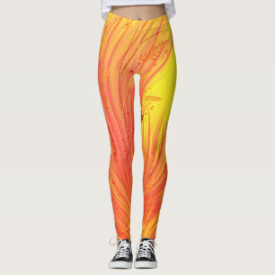 Abstracte Enchanted Garden geel sinaasappel Leggings