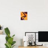 Abstracte energie in Oranje driehoeken en donkerbr Poster (Thuiskantoor)